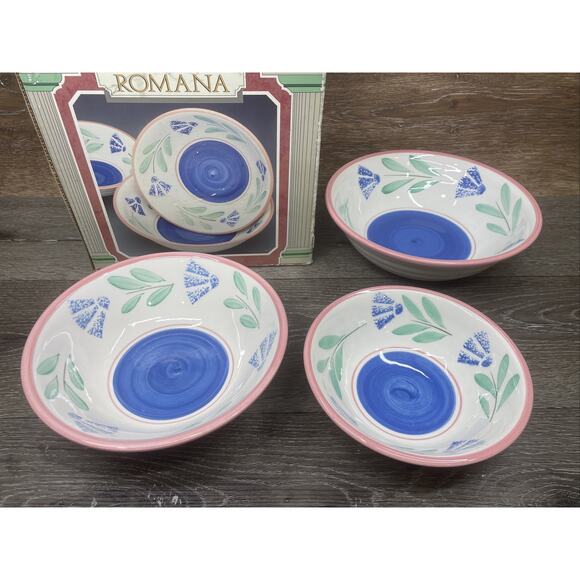Villa Romana Pasta Bowls Set of 3 Italy Handpainted - Picture 3 of 10